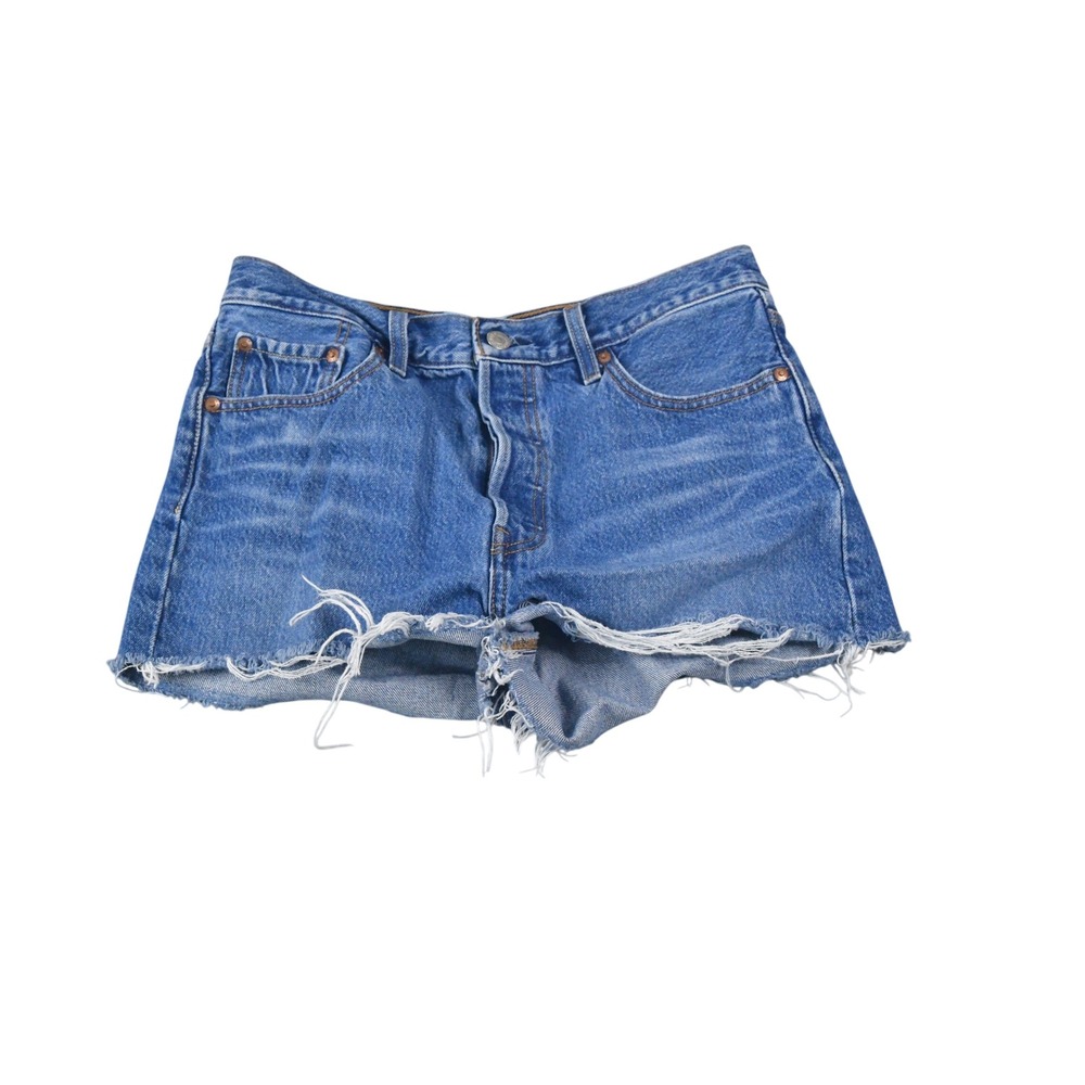 Levis Premium 501 High Rise Denim Shorts Cut Off W29 Button Fly